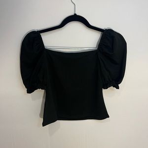 Never worn. Boohoo, cropped black going out shirt!